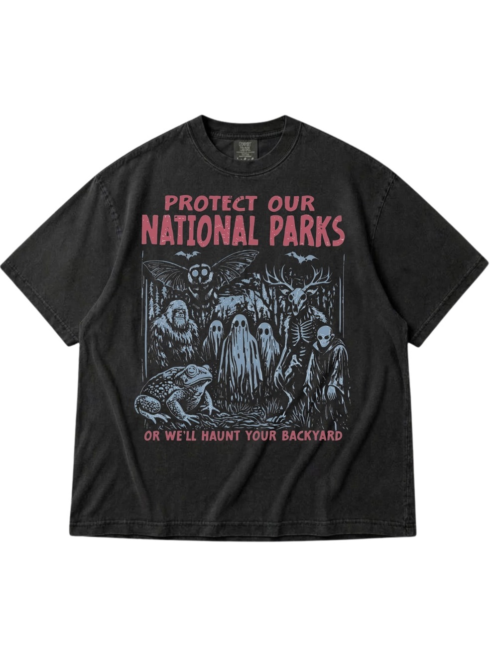 Comfort Colors Black Short Sleeve Tee with Pink & Light Blue Graphic